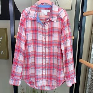 Girls size 7 plaid long sleeve button up